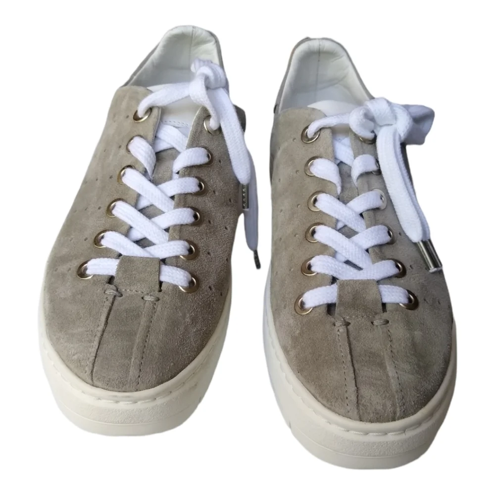 NIB Rag & Bone Linden Cemento Perforated Sued Platform Sneakers in Gray Size 9.5